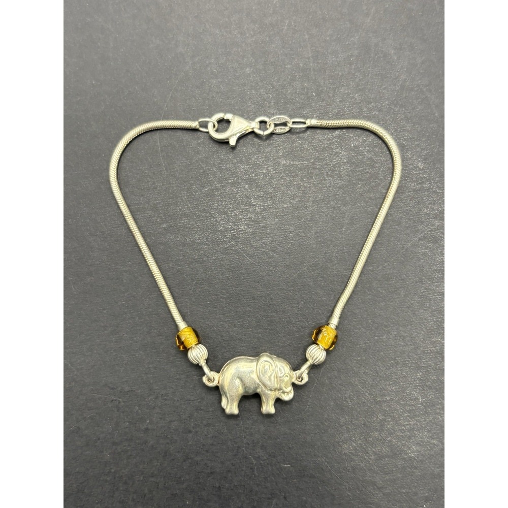 7.25" Sterling Silver Elephant Bracelet 925 5 Grams H21